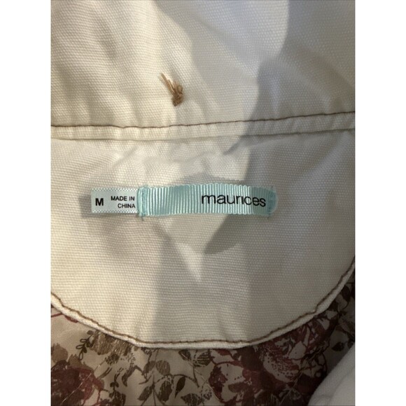 Maurice’s Women’s Jacket White Brown Floral Sz M Big Button - Picture 5 of 9